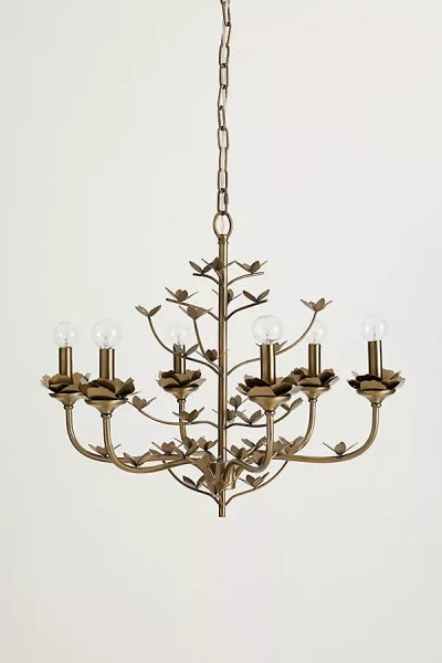 Anthropologie Flowering Metal Floral Chandelier In Brown