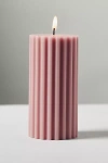 Anthropologie Fluted Pillar Candle In Pink