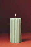 Anthropologie Fluted Pillar Candle In Green