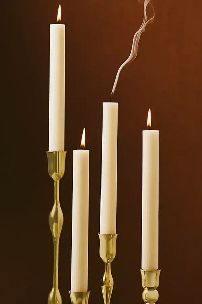 Anthropologie Fluted Taper Candles, Set Of 4 In White