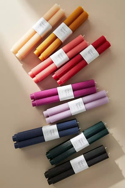Anthropologie Fluted Taper Candles, Set Of 4 In Black