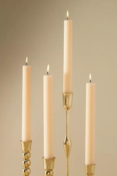 Anthropologie Fluted Taper Candles, Set Of 4 In White