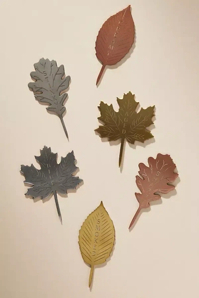 Anthropologie Foliage Cheese Markers, Set Of 6 In Multi