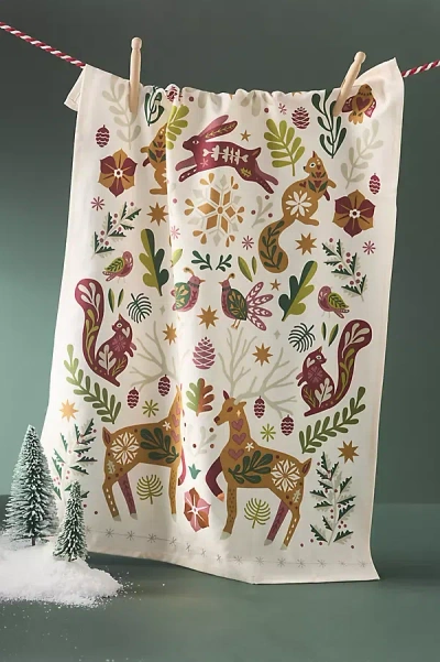 Anthropologie Forest Folk Cotton Dish Towel In Multi