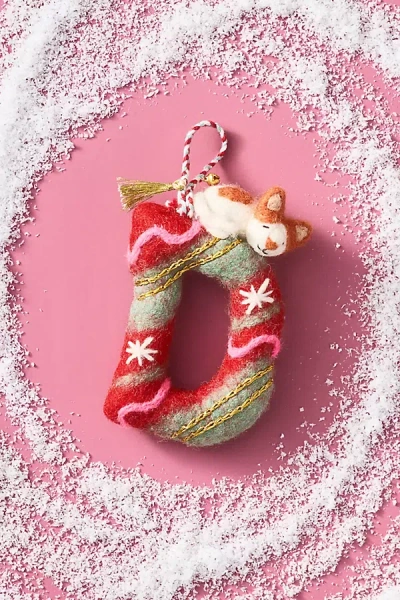 Anthropologie Forest Friends Monogram Wool Felt Ornament In Multi