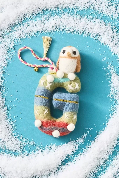 Anthropologie Forest Friends Monogram Wool Felt Ornament In Multi