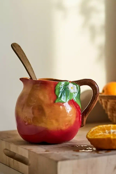 Anthropologie Foster Peach Stoneware Jug In Brown