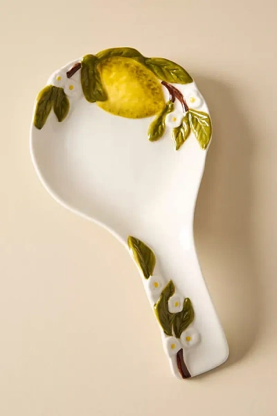 Anthropologie Fosteriana Lemon Stoneware Spoon Rest In White