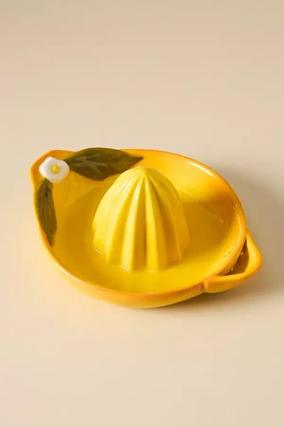Anthropologie Fosteriana Lemon Stoneware Citrus Juicer In Yellow