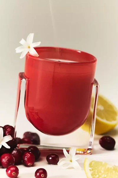 Anthropologie Found Notes Fruity Berry Citron & Blossom Glass Candle In Red