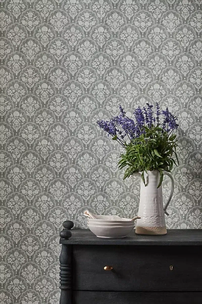 Anthropologie Frances Fishscale Wallpaper In Gray