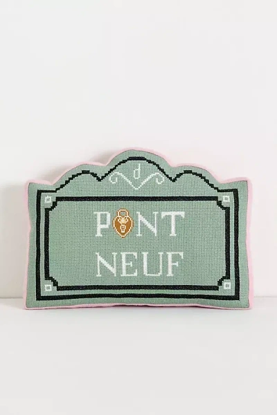 Anthropologie Francine Cotton Needlepoint Mini Pillows In Green