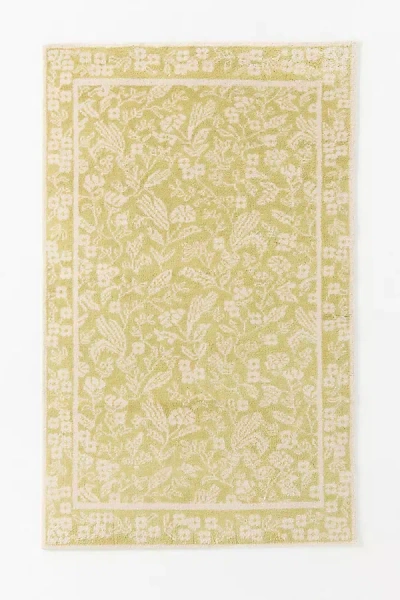 Anthropologie Francine Hand-knotted Wool Floral Rug In Yellow