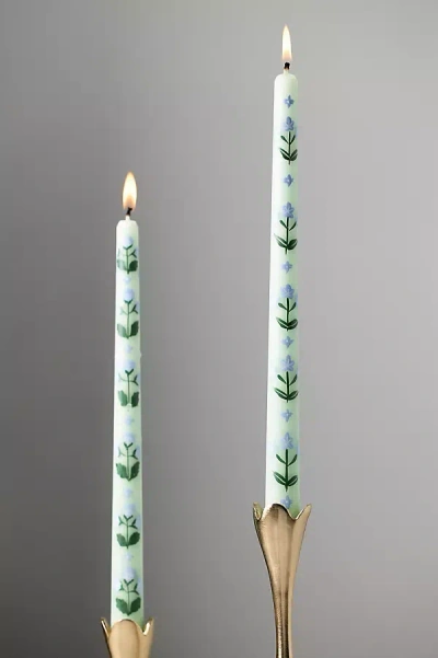 Anthropologie Franny Handpainted Taper Candles, Set Of 2 In Multi