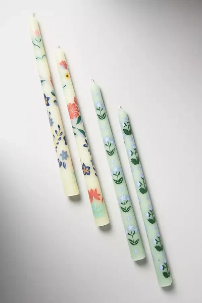 Anthropologie Franny Handpainted Taper Candles, Set Of 2 In Multi