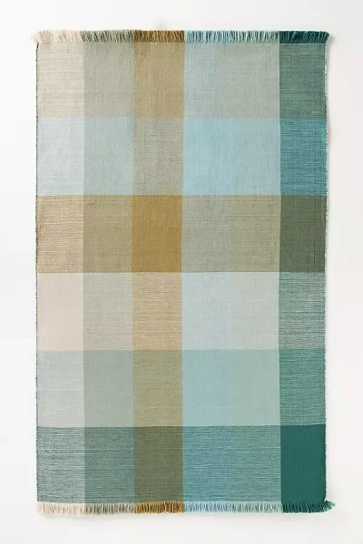 Anthropologie Fringed Indoor/outdoor Rug In Blue