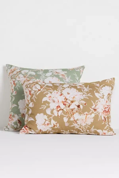 Anthropologie Frida Cotton Printed Floral Pillow In Brown