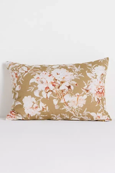 Anthropologie Frida Cotton Printed Floral Pillow In Brown