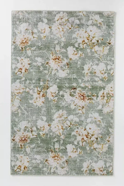 Anthropologie Frida Easy Care Printed Floral Rug In Blue