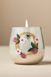 Anthropologie Fruity Monogram Floral Night Gardenia Glass Candle In White