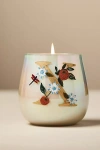 Anthropologie Fruity Monogram Floral Night Gardenia Glass Candle In White