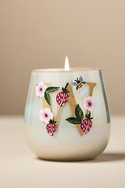 Anthropologie Fruity Monogram Floral Night Gardenia Glass Candle In Multi