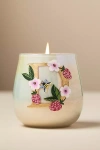 Anthropologie Fruity Monogram Floral Night Gardenia Glass Candle In Gold
