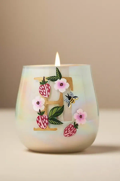 Anthropologie Fruity Monogram Floral Night Gardenia Glass Candle
