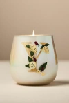 Anthropologie Fruity Monogram Floral Night Gardenia Glass Candle In Gold