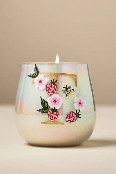 Anthropologie Fruity Monogram Floral Night Gardenia Glass Candle In Neutral