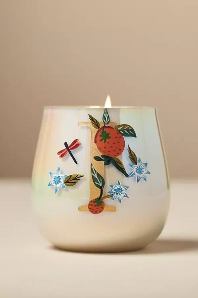 Anthropologie Fruity Monogram Floral Night Gardenia Glass Candle