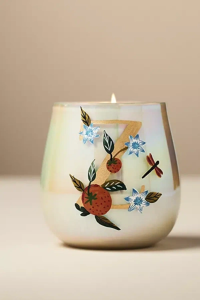 Anthropologie Fruity Monogram Floral Night Gardenia Glass Candle
