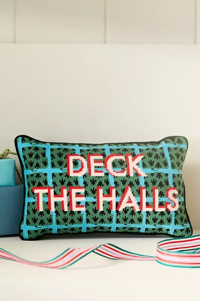 Anthropologie Furbish Studio Holiday Petite Needlepoint Pillow In Green