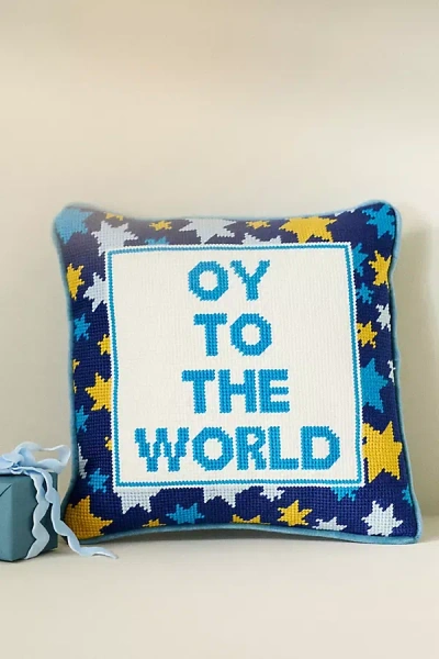 Anthropologie Furbish Studio Holiday Petite Needlepoint Pillow In Blue