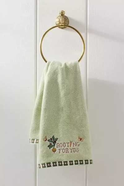 Anthropologie Garden Cotton Embroidered Icon Hand Towels