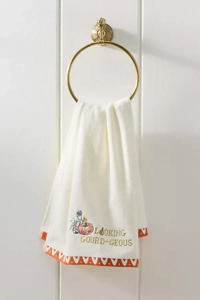 Anthropologie Garden Cotton Embroidered Icon Hand Towels