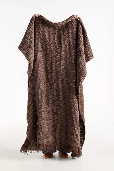 Anthropologie Gauze Fringe Woven Throw Blanket