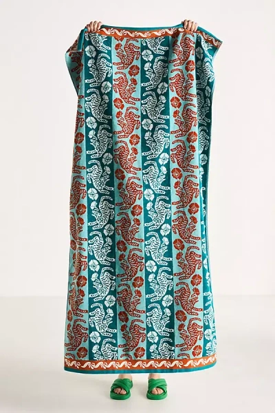 Anthropologie Gela Cotton Jacquard Beach Towel In Green