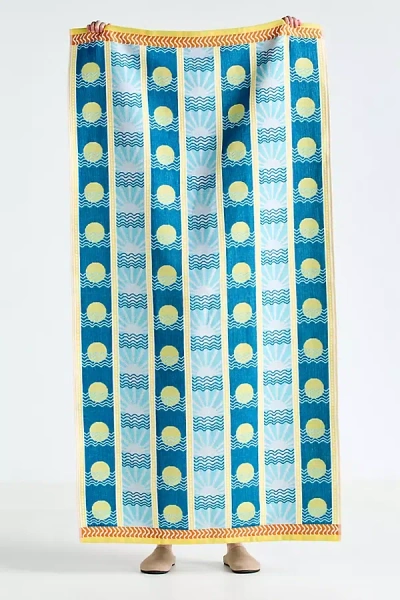 Anthropologie Gela Cotton Jacquard Beach Towel In Green
