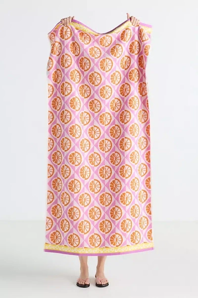 Anthropologie Gela Cotton Jacquard Beach Towel In Pink