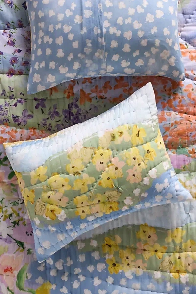 Anthropologie Gemma Cotton Voile Floral-printed Shams, Set Of 2 In Yellow