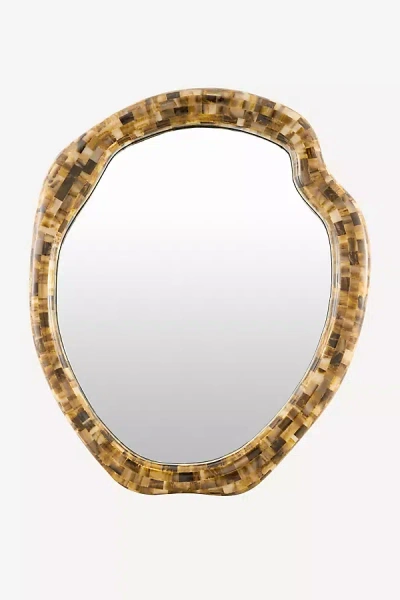 Anthropologie Genie Irregular Accent Wall Mirror In Brown