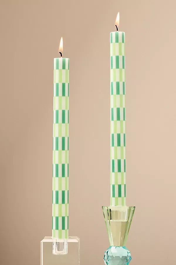 Geo Block Print Taper Candles