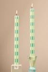 Anthropologie Geo Block Print Taper Candles, Set Of 2 In Green