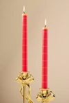Anthropologie Geo Block Print Taper Candles, Set Of 2 In Red