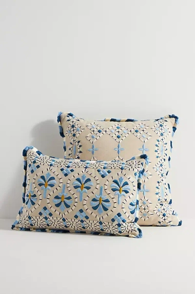 Anthropologie Georgia Cotton Embroidered Pillow In Animal Print