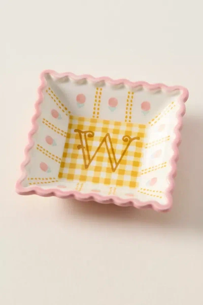 Anthropologie Georgia Monogram Stoneware Trinket Dish In Multi