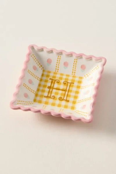 Anthropologie Georgia Monogram Stoneware Trinket Dish In Multi