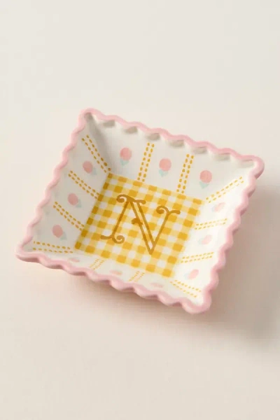 Anthropologie Georgia Monogram Stoneware Trinket Dish In Multi