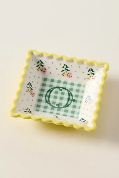 Anthropologie Georgia Monogram Stoneware Trinket Dish In Multi